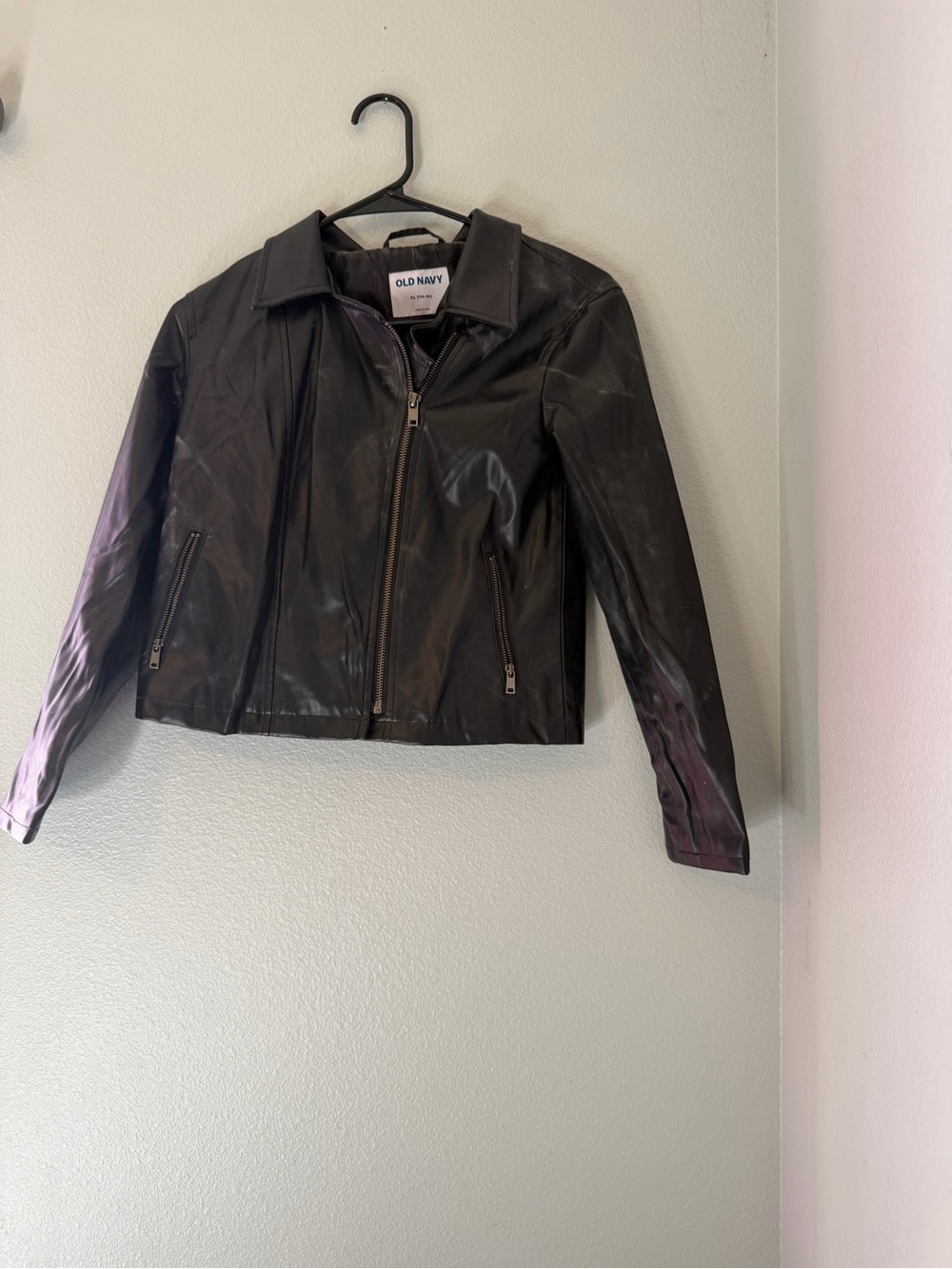 Old Navy Black Faux Leather Zip-Up Jacket